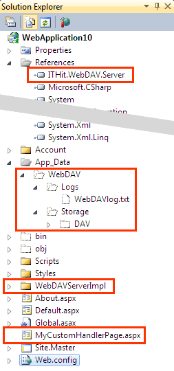 Created the WebDAVServerImpl, added \App_Data\WebDAV\Storage\DAV\ and created \App_Data\WebDAV\Logs\ folders