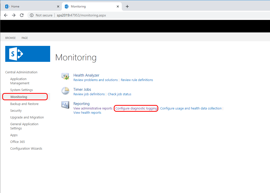 The SharePoint log location can be found on the SharePoint Administrative website under Monitoring -> Configure Diagnostic Logs