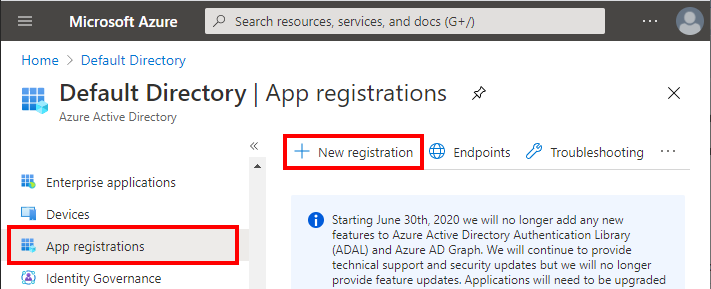 New application registration in Azure AD