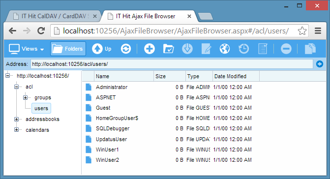 ACL implementation in contacts sample is mapped to Windows accounts