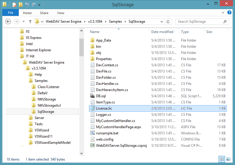 Demonstrates the default path to SQLStorage folder