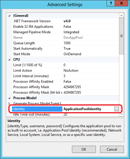 Your pool Advanced Settings dialog