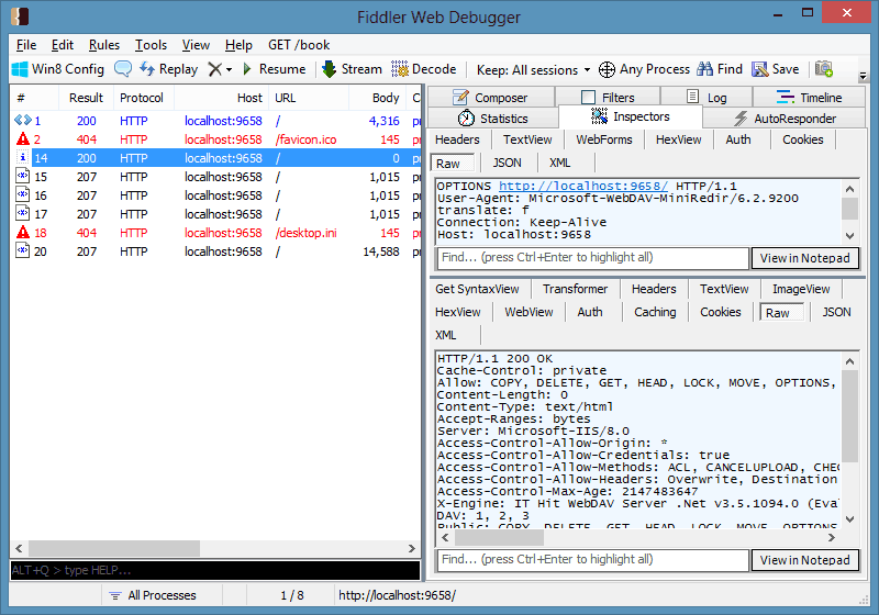 Debugging your WebDAV server using Fiddler tool