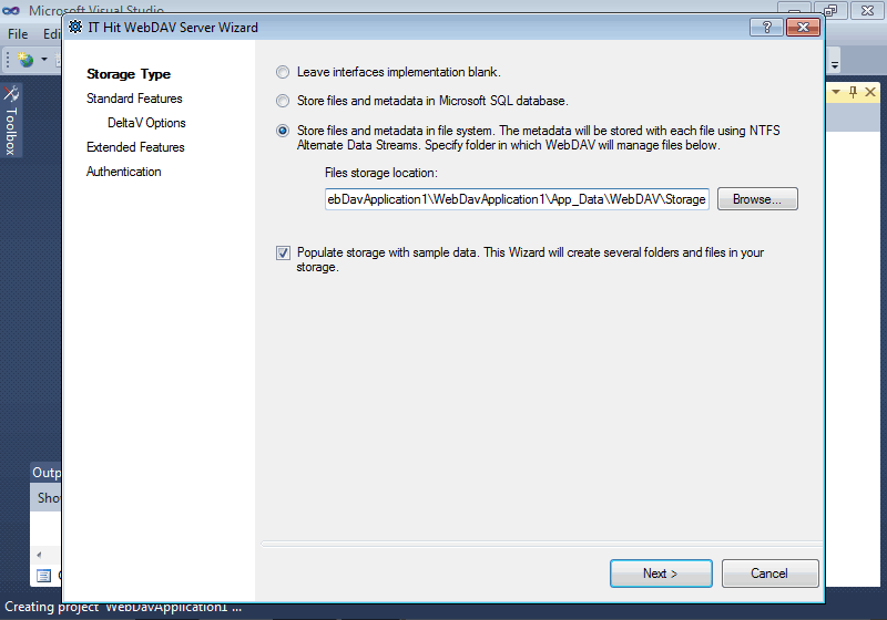 Select Store File and metadata in file system and live the default path in File storage location field