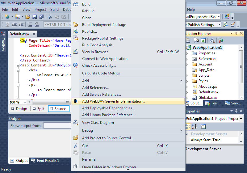 Select 'Add WebDAV Server Implementation...'