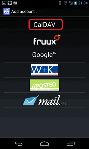 Select CalDAV