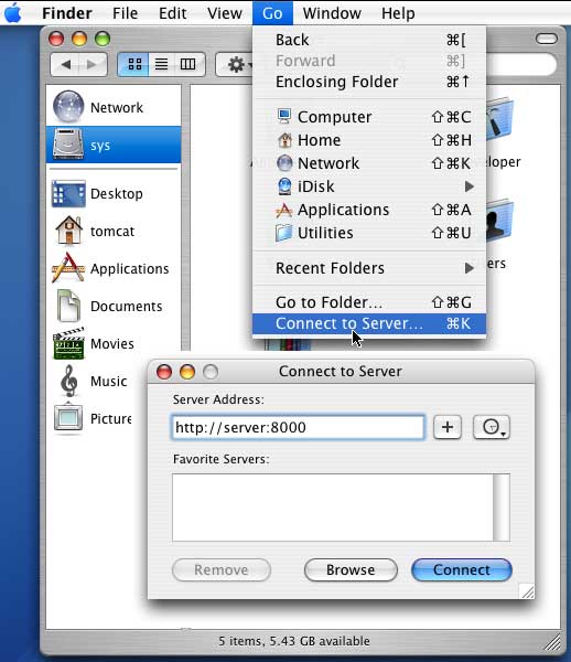 Connecting to WebDAV server on Mac OS X