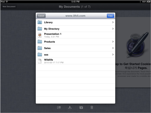 List of files on your WebDAV server on iPad