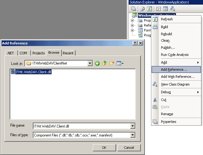 How to add ITHit.WebDAV.Client.dll reference