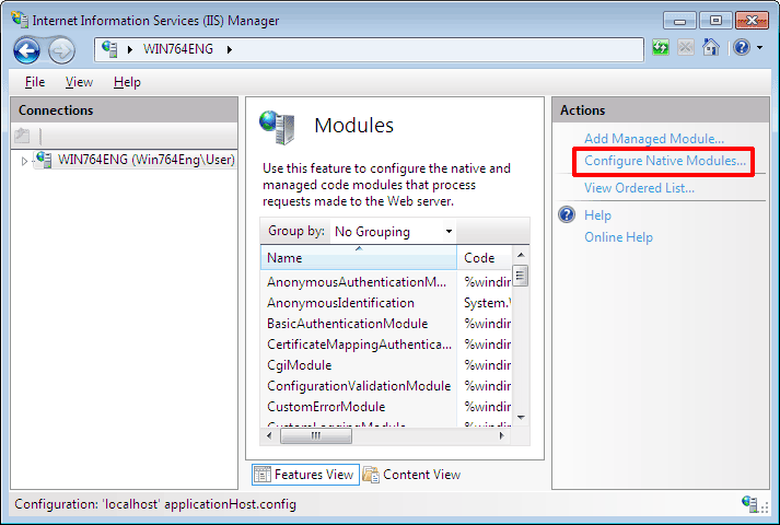 Click Configure Native Modules