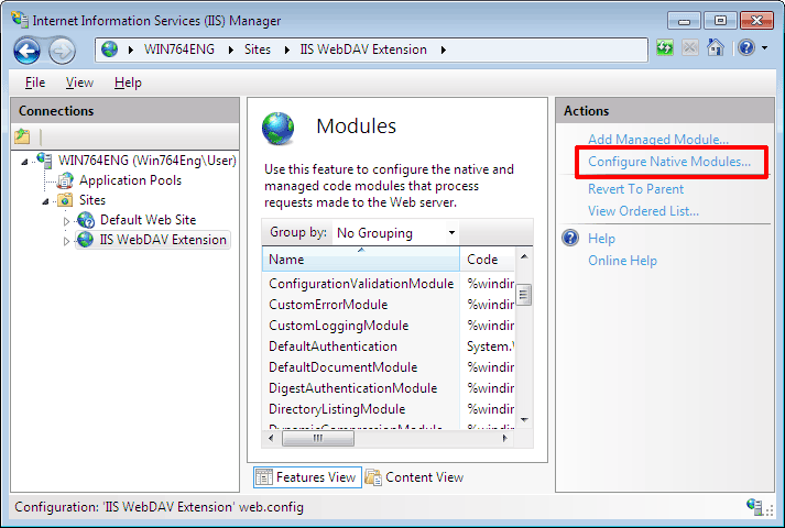 In Modules click Configure Native Modules link