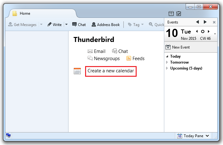 Click on Create a new calendar