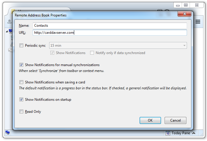 Type name of Address Book and URL to your CardDAV server