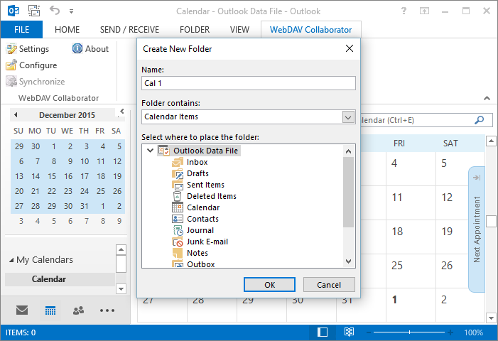 Provide new calendar name, select location and select Calendar in drop down menu.