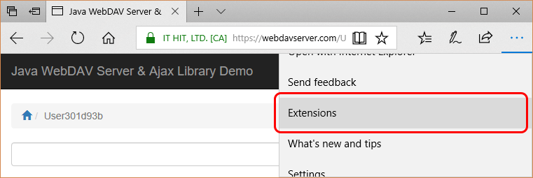 To enable Edit Document Opener Extension in Edge go to Extensions