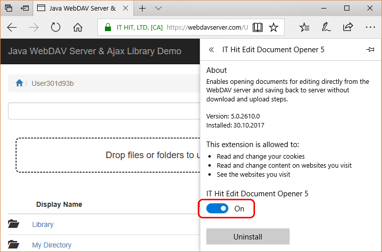 Enabling Edit Document Opener Edge extension