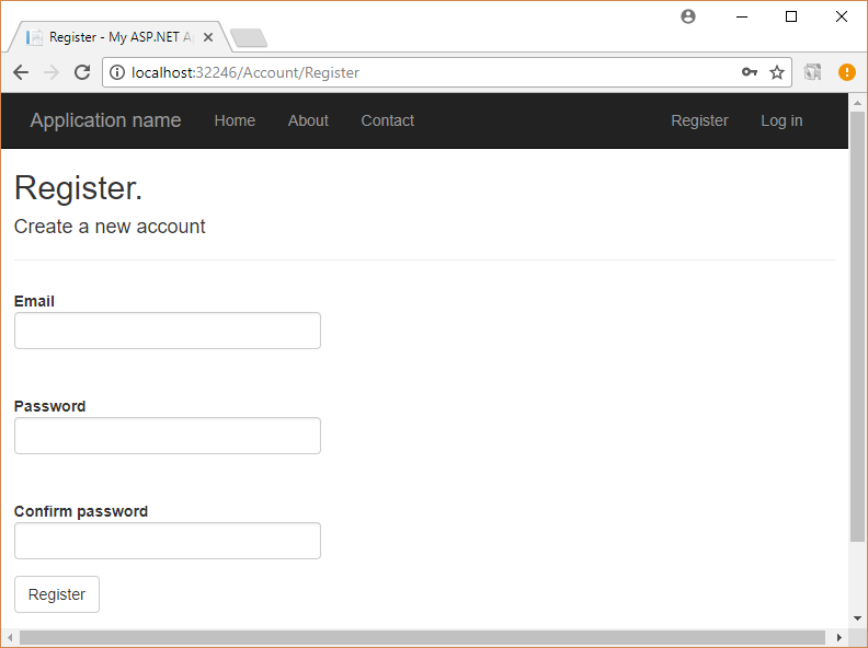 ASP.NET web application - Create new account