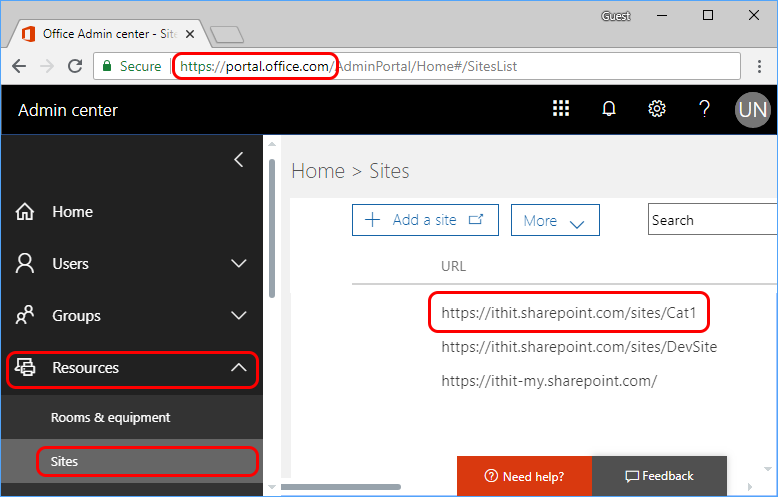 You can find your catalog URL in SharePoint Admin Center.