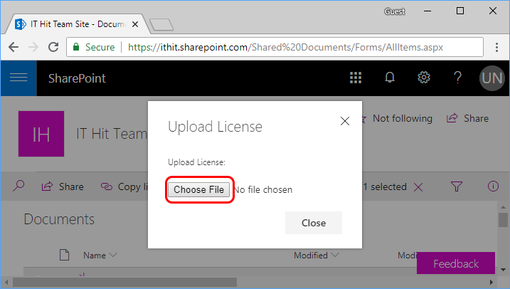 Upload a new license file.