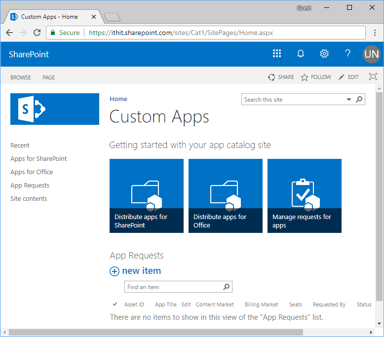 Navigate to your SharePoint catalog.
