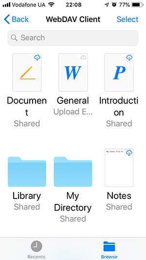 WebDAV Server files browsing on iOS