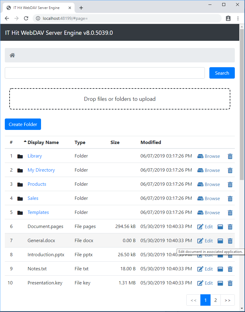 Open document for editing and save back directly to server