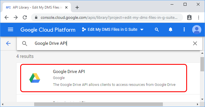 Find Google Drive API.