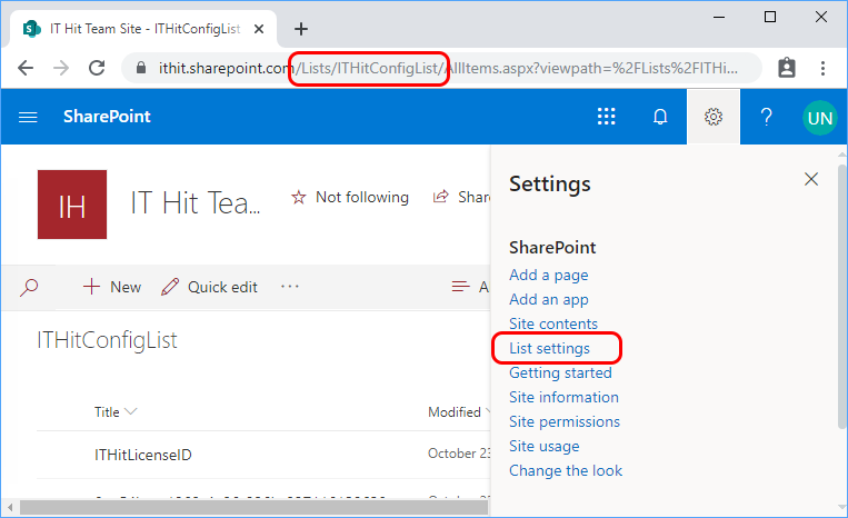 Select Settings -> List Settings in SharePoint