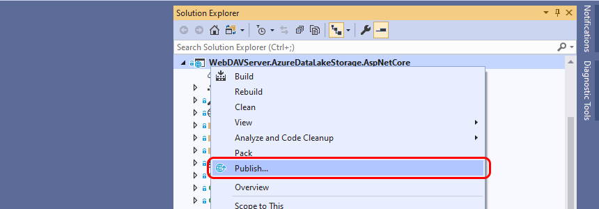 In Visual Studio you can publish the project to Azure from Visual Studio project context menu.