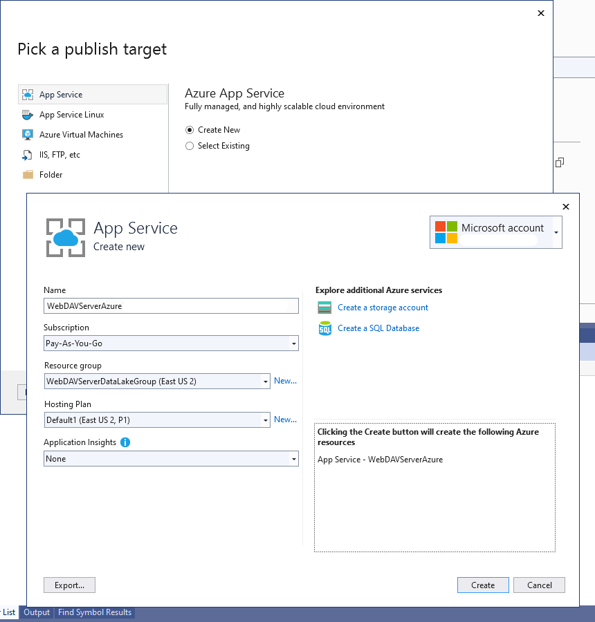 Creating Azure App Service