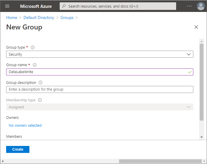 Provide Azure AD group name