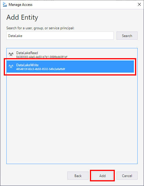Select Azure AD group to add