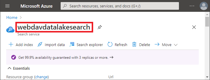 Search service name