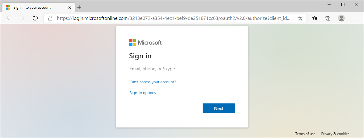 Azure AD login is displayed on project run