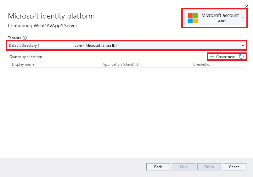 Microsoft Identity Platform list of applications screen