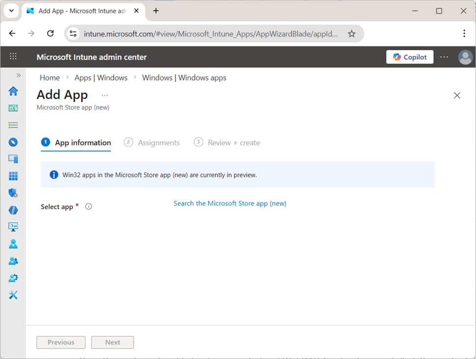WebDAV Drive Intune Store deployment - searching Microsoft Store
